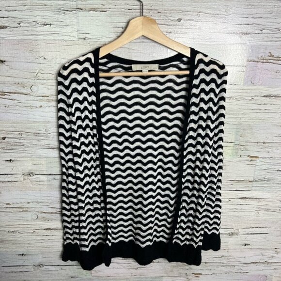 Ann Taylor loft cardigan sweater white  black small petite - Picture 1 of 9